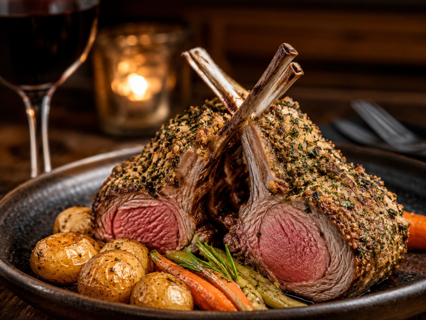Carré d'agneau en croûte d'herbes